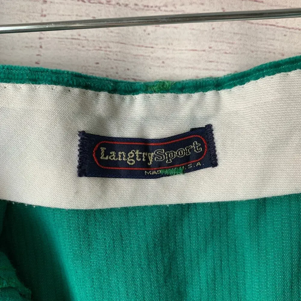 Vintage Langtry Sport Teal Green Corduroy Pencil Skirt Front Slit Size 5/6